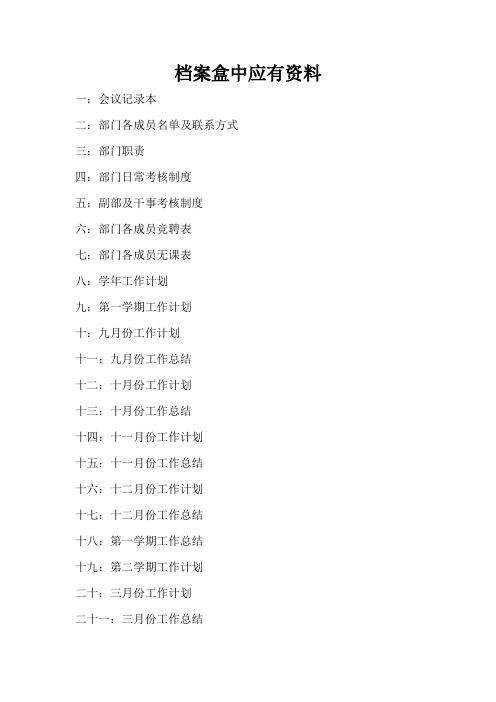档案盒中应有资料