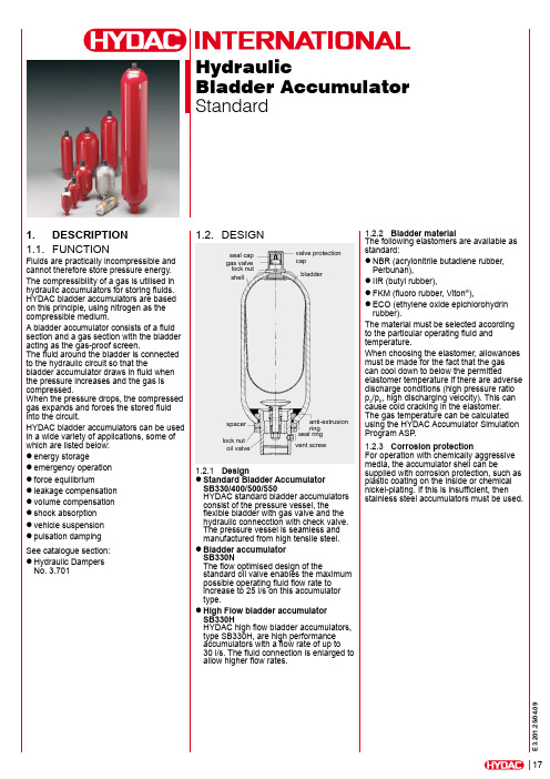 HYDAC气囊式蓄能器技术信息(英文)