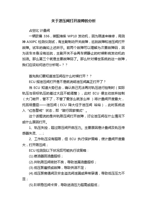 关于泄压阀打开故障的分析