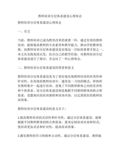 教师培训分层体系建设心得体会