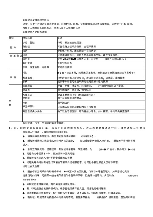 新加坡印尼携带物品提示