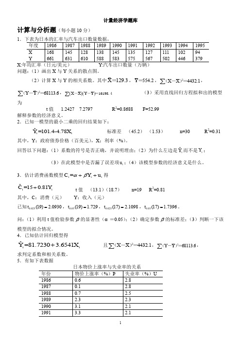 计量经济学题库(超完整版)及答案.详解