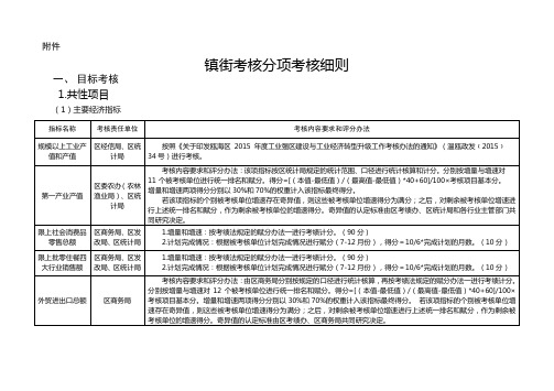 镇街考核分项考核细则