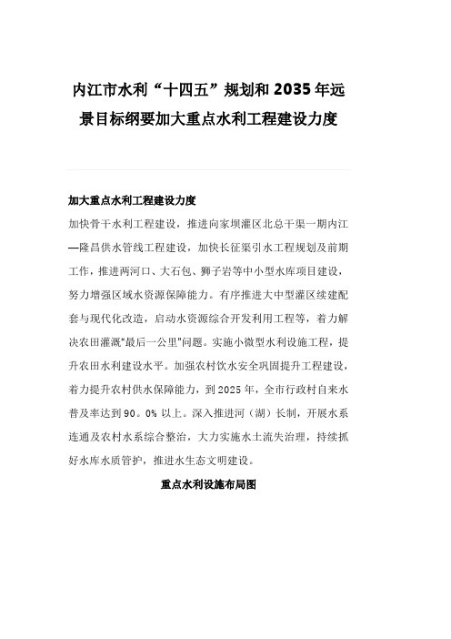 内江市水利“十四五”规划和2035年远景目标纲要加大重点水利工程建设力度