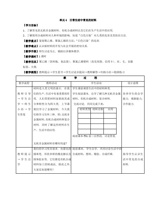 湘教版九年级下册化学《日常生活中常见的材料》精品教案