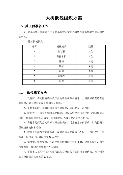 大树砍伐组织方案