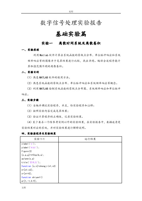 Matlab数字信号处理实验报告材料