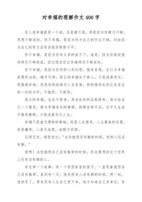 对幸福的理解作文400字