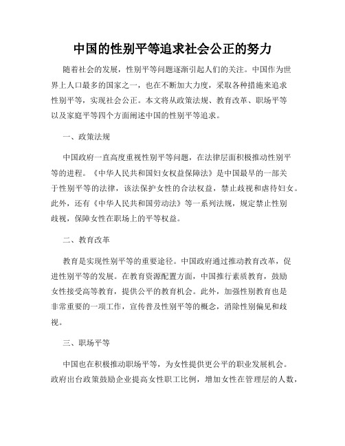 中国的性别平等追求社会公正的努力