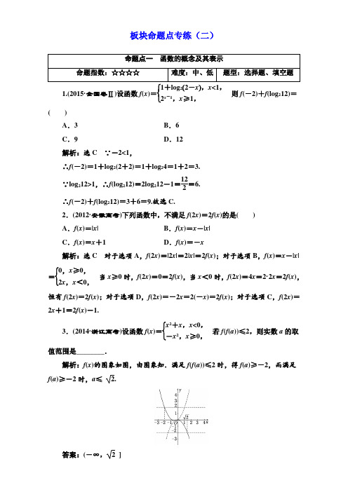 2018届高三数学(文)高考总复习：板块命题点专练(二) Word版含解析