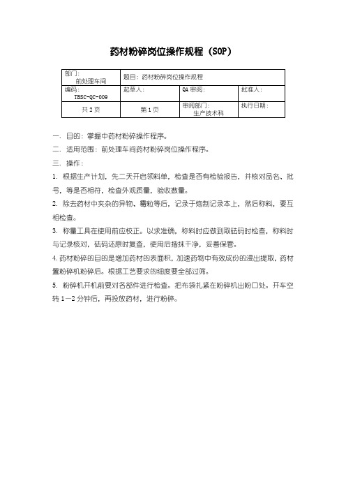 80-药材粉碎岗位操作规程(SOP) 制药企业GMP管理文件 产品批号的制定及管理制度