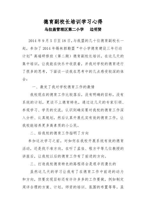 德育副校长集中培训学习心得