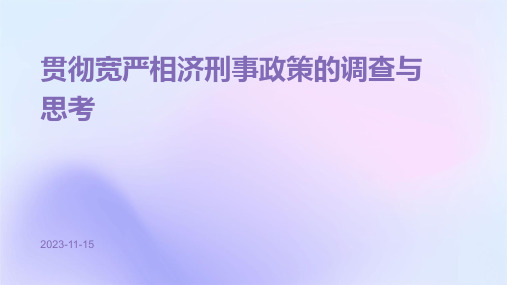 贯彻宽严相济刑事政策的调查与思考