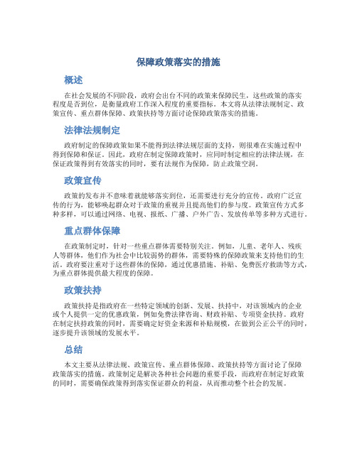 保障政策落实的措施