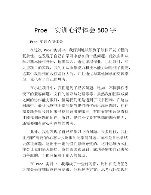 Proe  实训心得体会500字