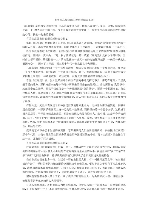 有关红高粱电影的观后感精选心得