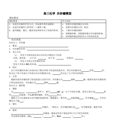 高三化学 共价键模型