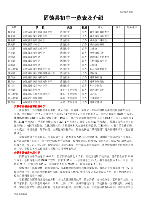 固镇县初中一览表及介绍.doc