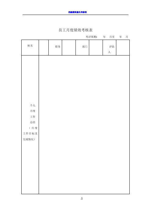 员工月度绩效考核表详细版