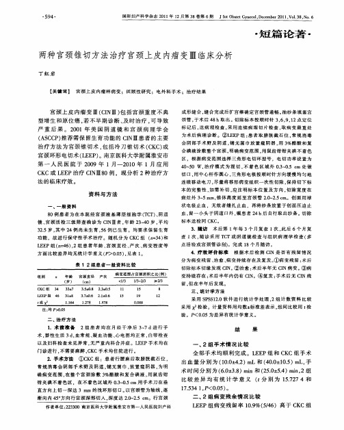 两种宫颈锥切方法治疗宫颈上皮内瘤变Ⅲ临床分析