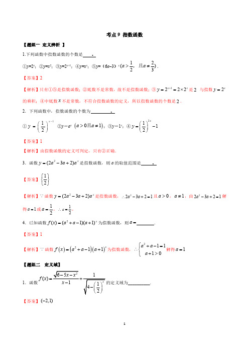 考点09 指数函数(练习)(解析版)