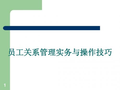 员工关系管理实务与操作技巧