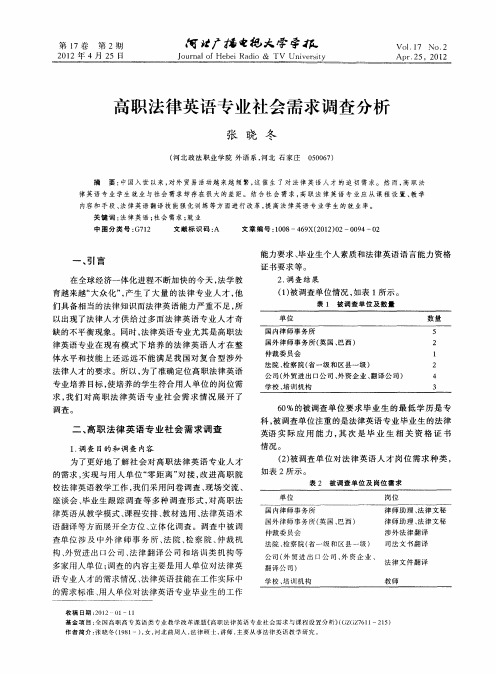 高职法律英语专业社会需求调查分析