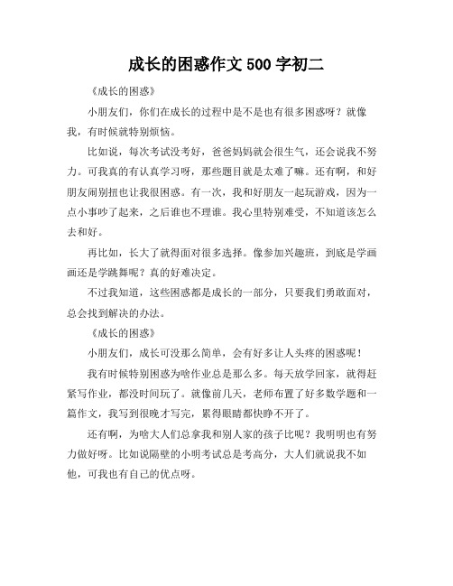 成长的困惑作文500字初二