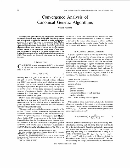 Convergence Analysis of Canonical Genetic Algorithm