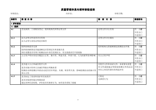 机动车安全技术检测站内部审核检查表(2016年8月实施最新版)全解