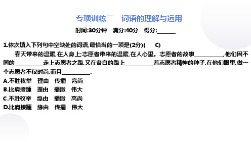 专项训练二 词语的理解与运用