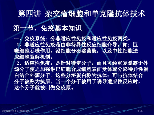 杂交瘤技术和单克隆抗体技术专家讲座