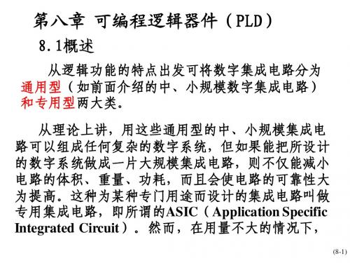 数字电子技术第8章可编程逻辑器件