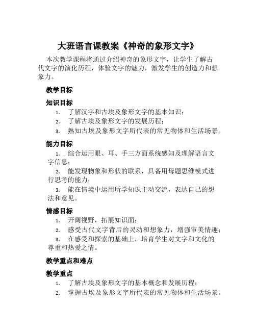 大班语言课教案《神奇的象形文字》