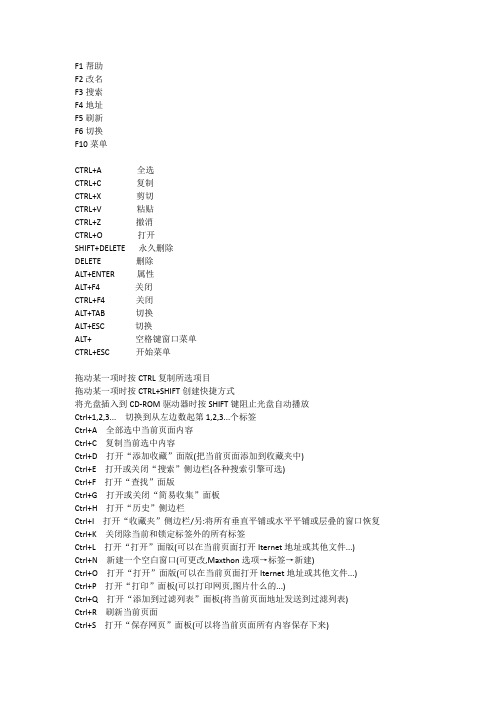 系统快捷键和运行命令