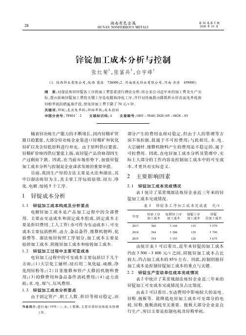 锌锭加工成本分析与控制