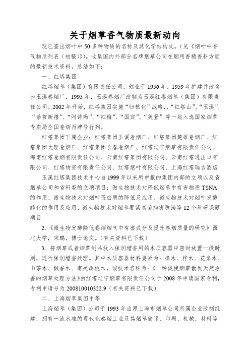 关于烟草香气物质最新动向