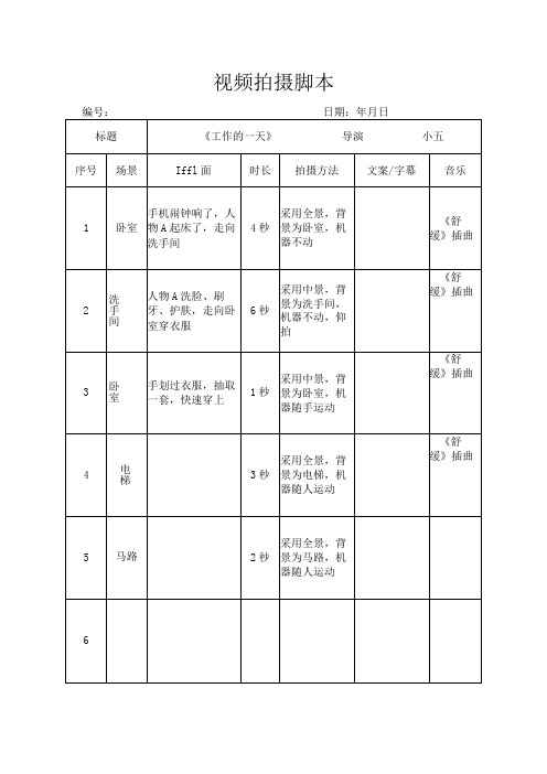 抖音快手短视频拍摄脚本