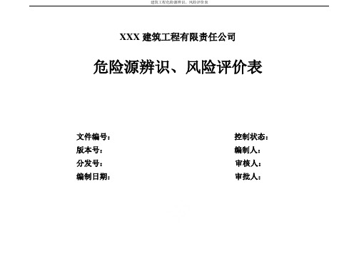 建筑工程危险源辨识、风险评价表