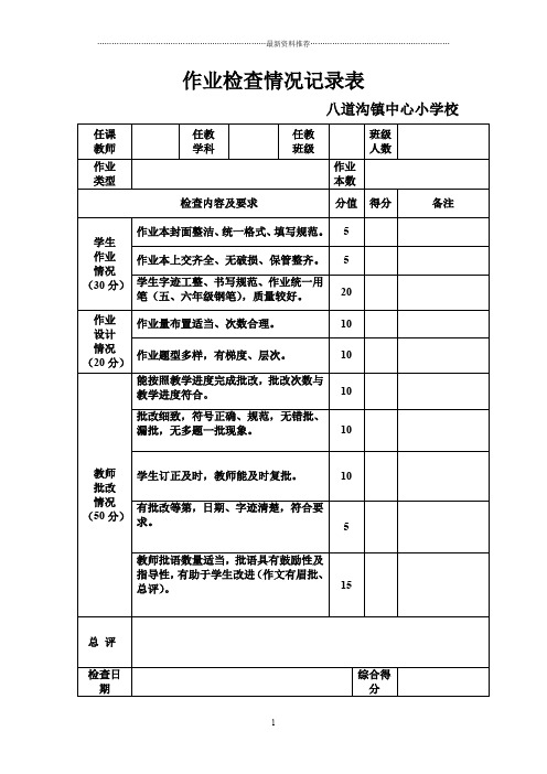 作业检查情况记录表精编版