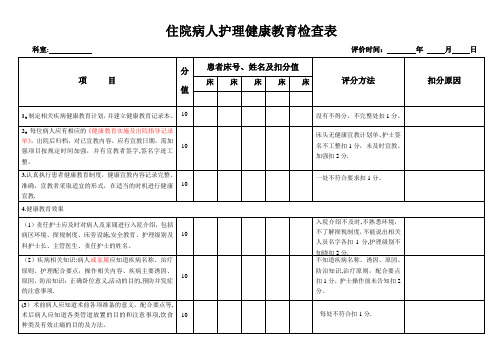 健康教育检查表