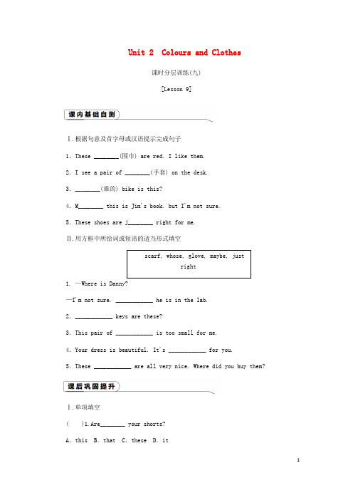 (2019-2020)【重点资料】新七年级英语上册 Unit 2 Colours and Clothes Lesson 9 Whose Coat Is This课时