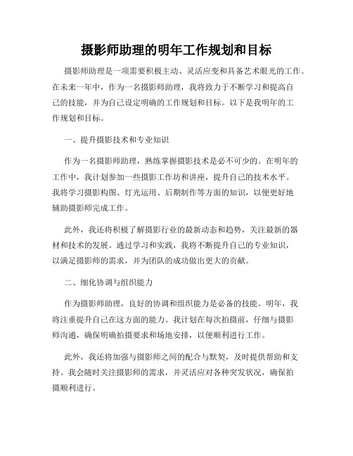 摄影师助理的明年工作规划和目标