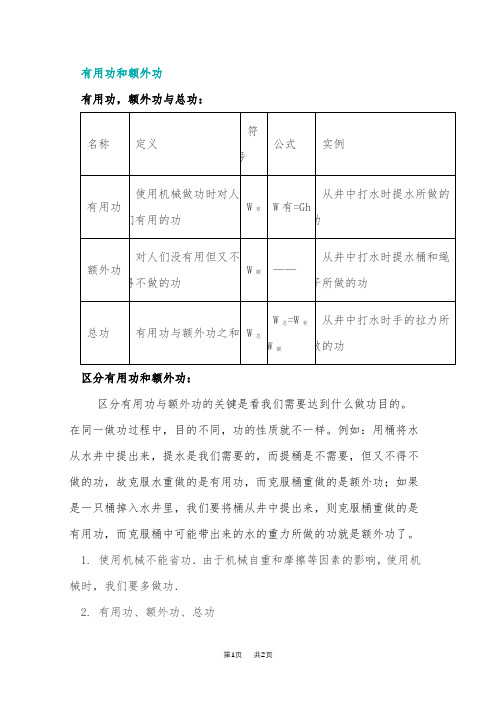 初中九年级物理有用功和额外功