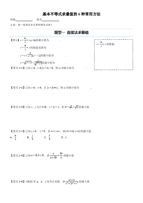 基本不等式求最值的6种常用方法