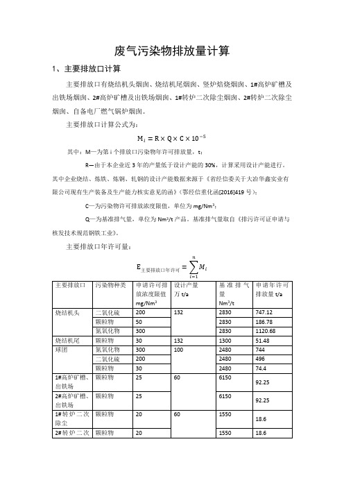 废气污染物排放量计算