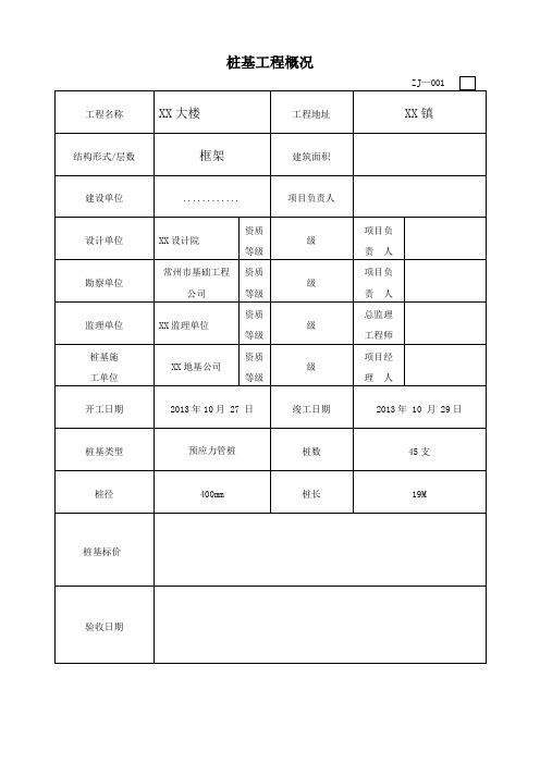 完整静压桩机前期报验总表资料