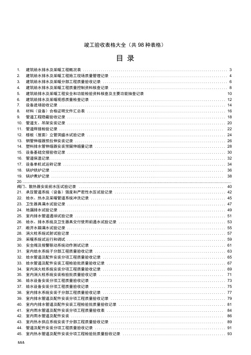 安装工程竣工验收表格大全