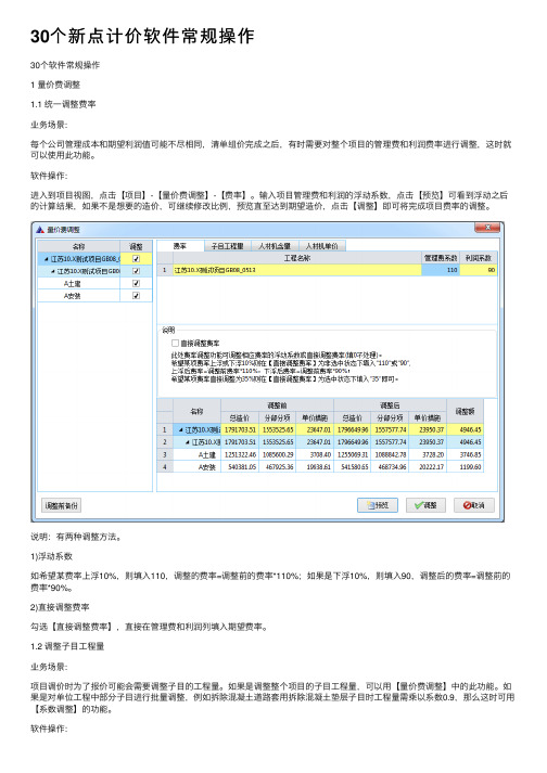 30个新点计价软件常规操作