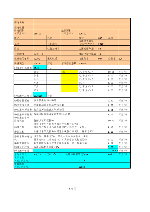 收益还原法测算